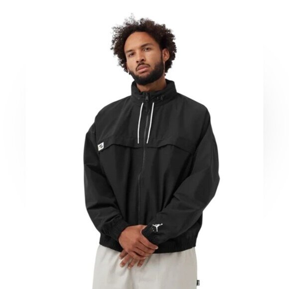 Vtg Y2K Jordan Jump Man Windbreaker Jacket Medium Black Loose Fit Streetwear 90s - Picture 1 of 8